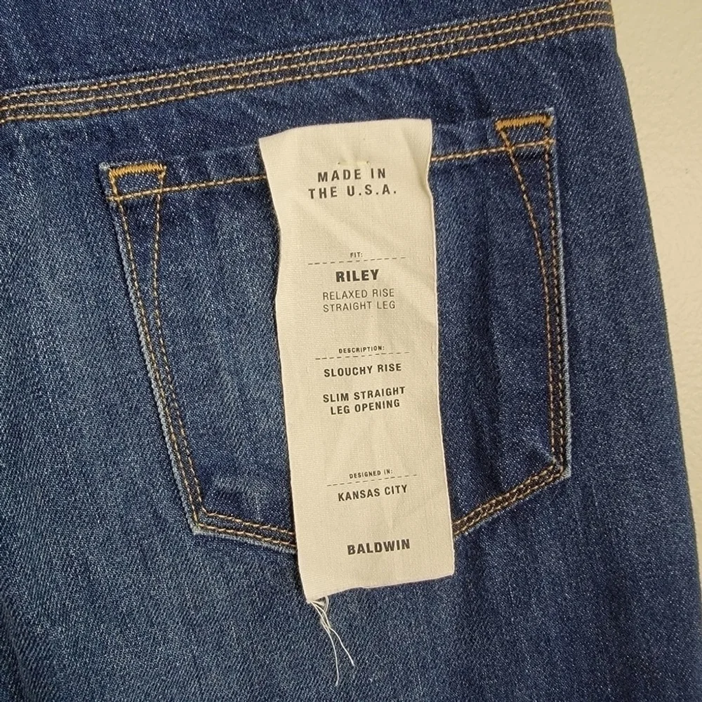 NEW Baldwin Riley BLDWN Slim Straight Distressed Slouchy El Dorado Blue Jeans 24